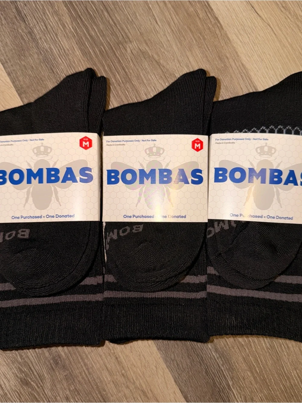 Bombas Black Athletic Ankle Socks with Gray Stripe Accents - 3 Pack